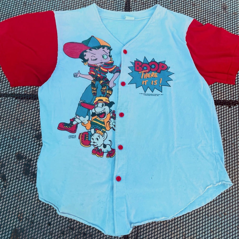 Vintage 90s Betty Boop graphic button down baseball tee